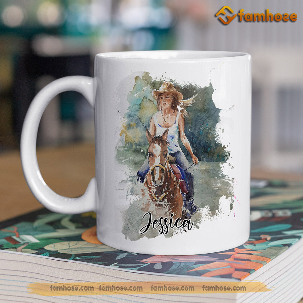 Personalized Cowgirl Mug, Country Roads Take Me Home Mug, Cups Gift For Rodeo Lovers, Horse Owner