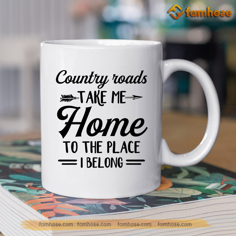 Personalized Cowgirl Mug, Country Roads Take Me Home Mug, Cups Gift For Rodeo Lovers, Horse Owner