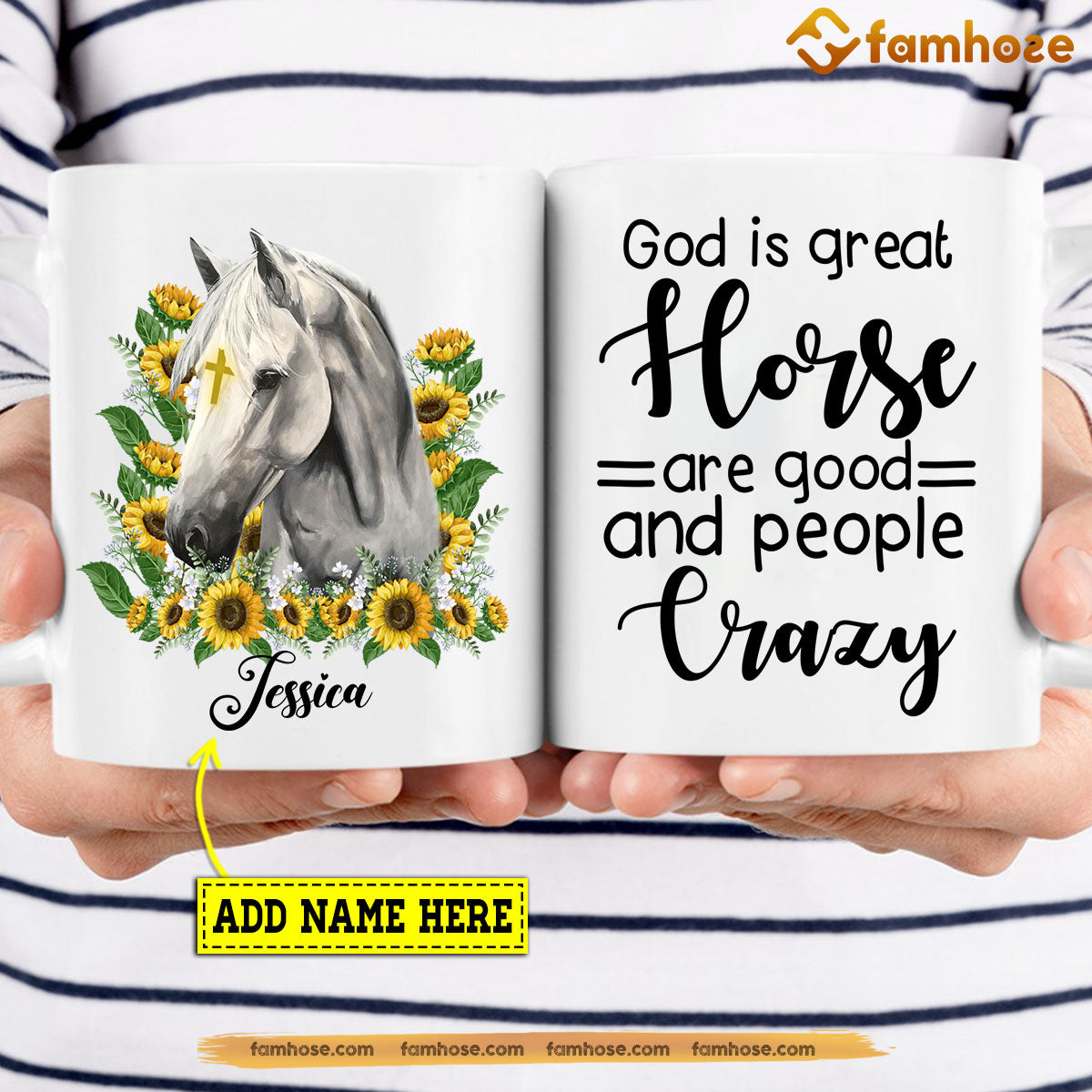 Personalized Horse Mug, God Is Great Horse Are Good And People Are Crazy Mug, Cups Gift For Horse Lovers, Horse Owner