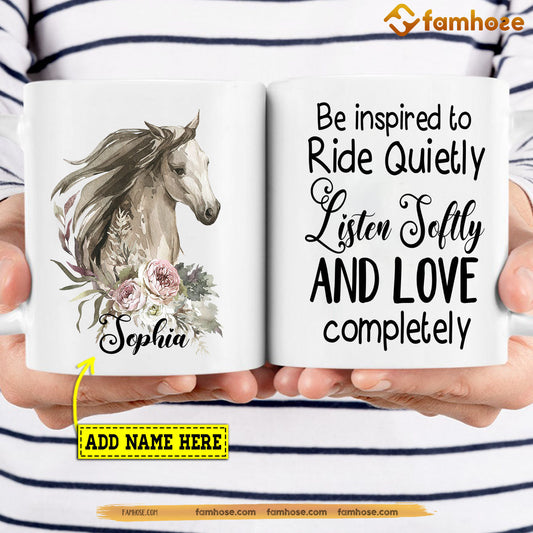 Personalized Horse Mug, Ride Quietly Listen Softly Mug, Cups Gift For Horse Lovers, Horse Owner