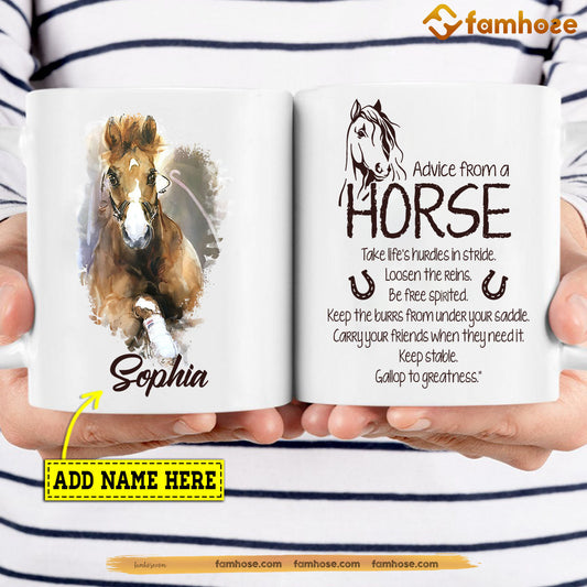 Personalized Horse Mug, Advice From A Horse Keep The Burrs Mug, Cups Gift For Horse Lovers, Horse Owner