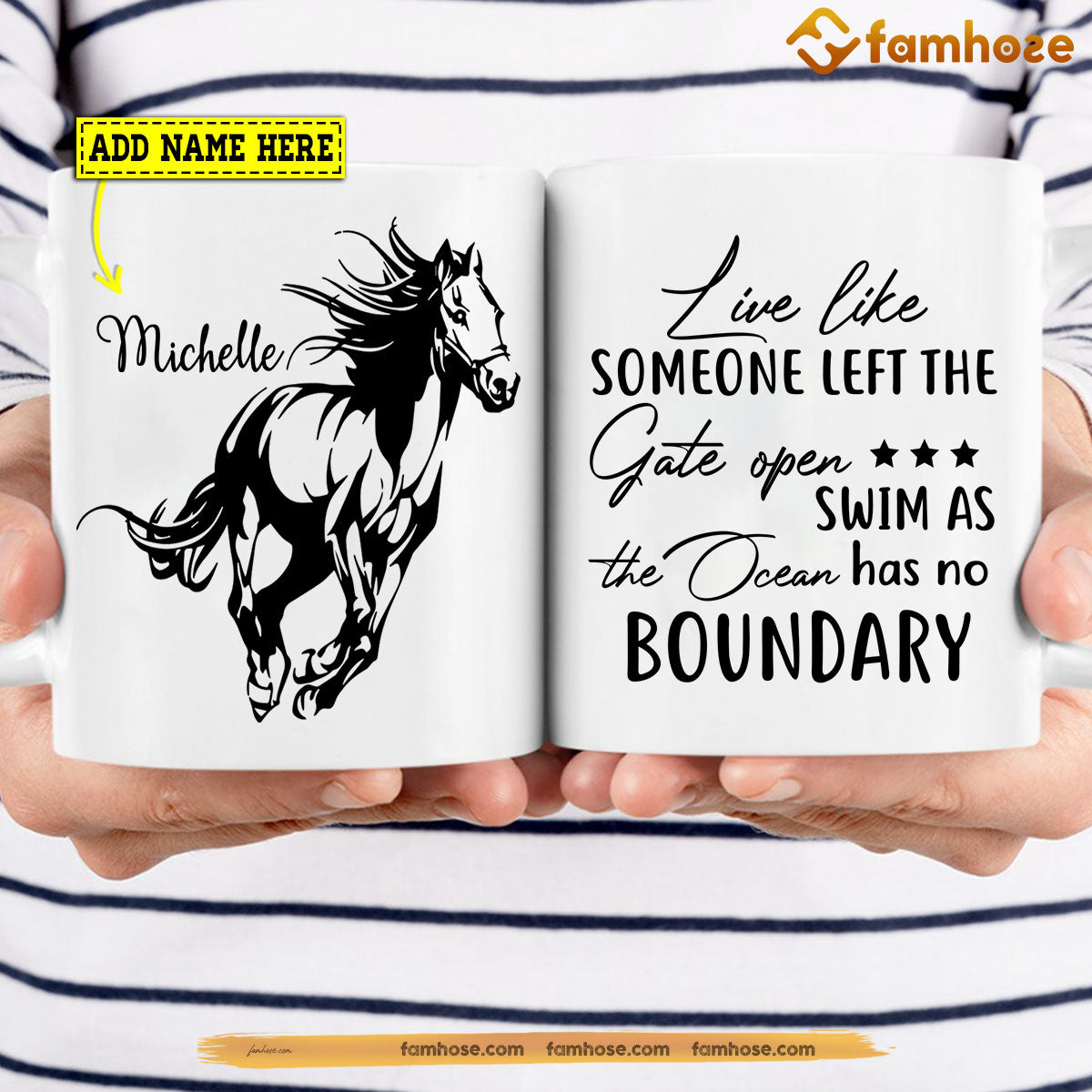 Personalized Horse Mug, Live Like Someone Left The Gate Open Mug, Cups Gift For Horse Lovers, Horse Owner