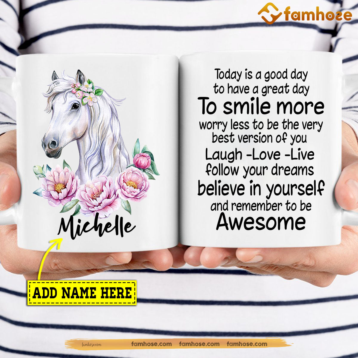 Personalized Horse Mug, Today Is A Good Day To Smile More Mug, Cups Gift For Horse Lovers, Horse Owner