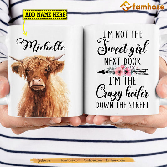 Personalized Cow Mug, I'm Not The Sweet Girl Next Door Mug, Cups Gift For Cow Lovers, Cow Owner