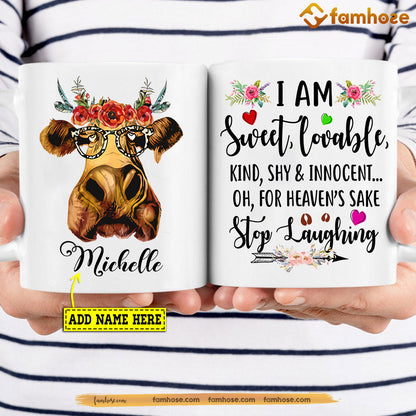 Personalized Cow Mug, I Am Sweet, Lovable, Kind, Shy, Innocent Mug, Cups Gift For Cow Lovers, Cow Owner