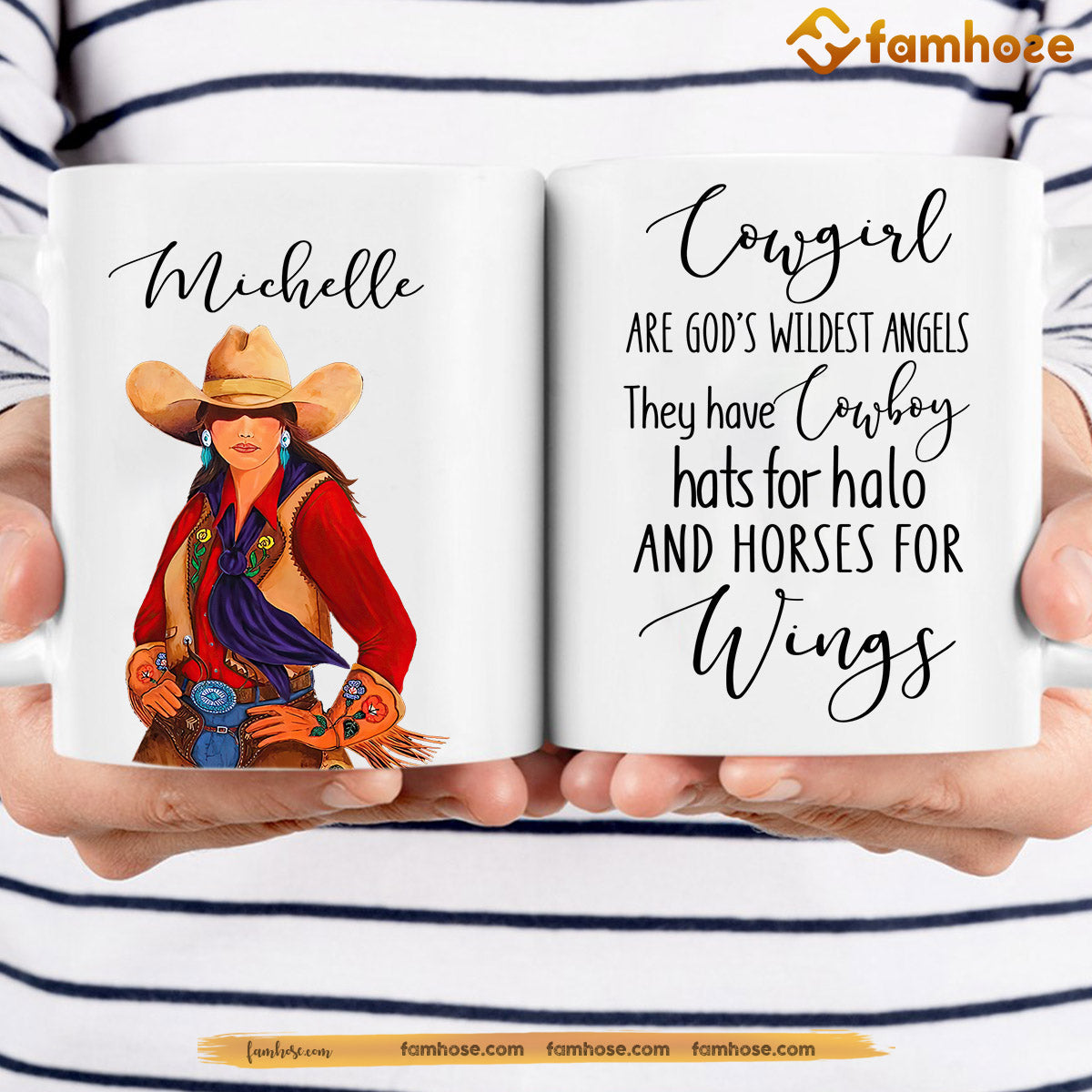 Personalized Cowgirl Mug, Cowgirls Are God's Wildest Angels Gift For Rodeo Lovers, Horse Lovers Gift Mug, Cups, Horse Owner