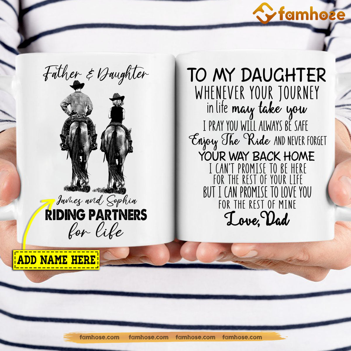 Personalized Father's Day Horse Riding Mug, Whenever Your Journey In L ...