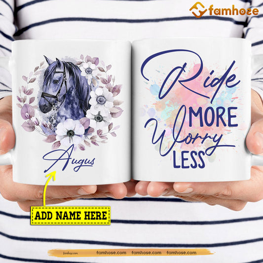 Personalized Horse Mug, Ride More Worry Less Mug, Cups Gift For Horse Lovers, Horse Owner