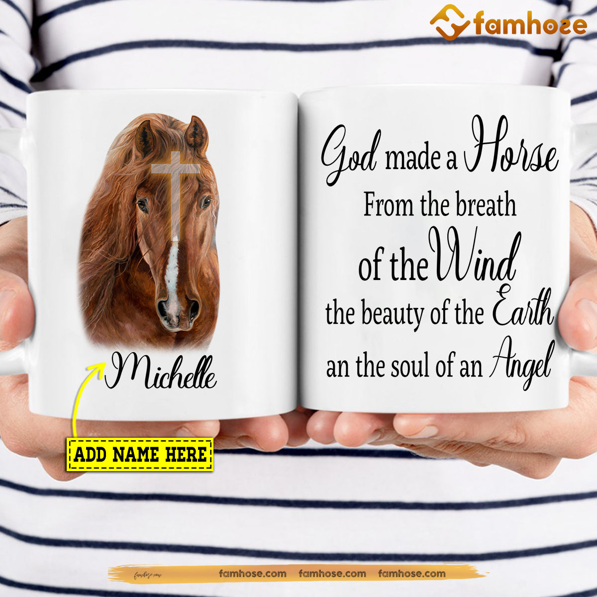 Personalized Horse Mug, God Made The Horse From The Breath Of The Wind Mug, Cups Gift For Horse Lovers, Horse Owner