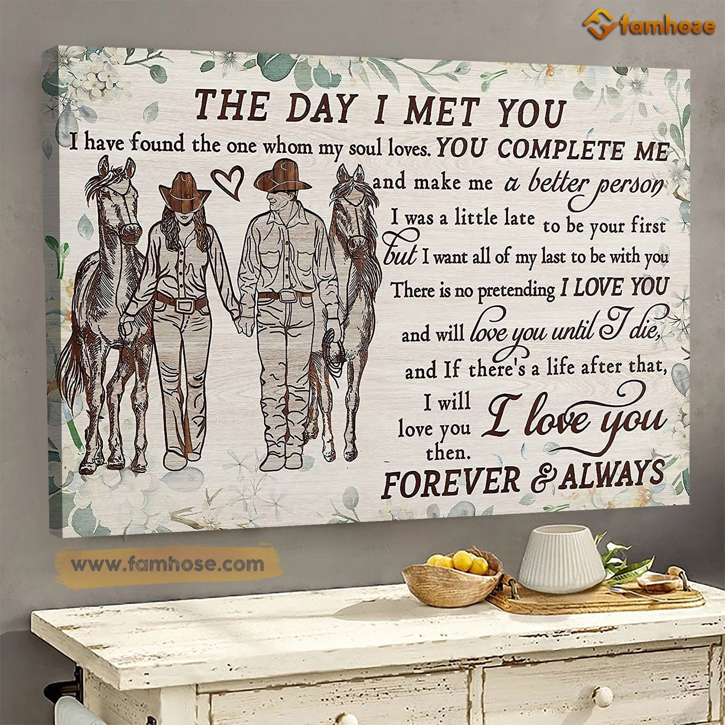 Valentine's Day Cowboy Poster/Canvas, The Day I Met You I Have Found The One Whom My Soul Love, Rodeo Canvas Wall Art, Poster Gift For Rodeo Lovers