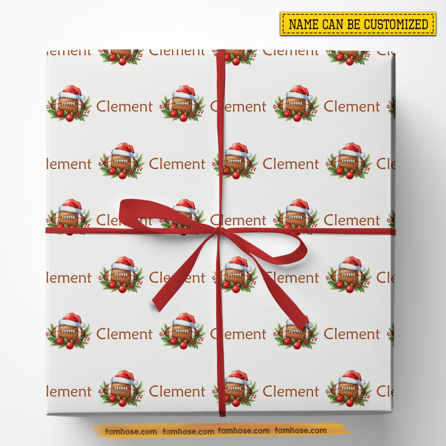 Personalized Christmas Football Wrapping Paper, Custom Sports Wrapping Paper Rolls, Xmas Gift Wrap For Football Lover