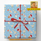 Personalized Christmas Wrapping Paper, Custom Yourself Wearing Santa Claus Hat In Blue Background Wrapping Paper Rolls Xmas Gift