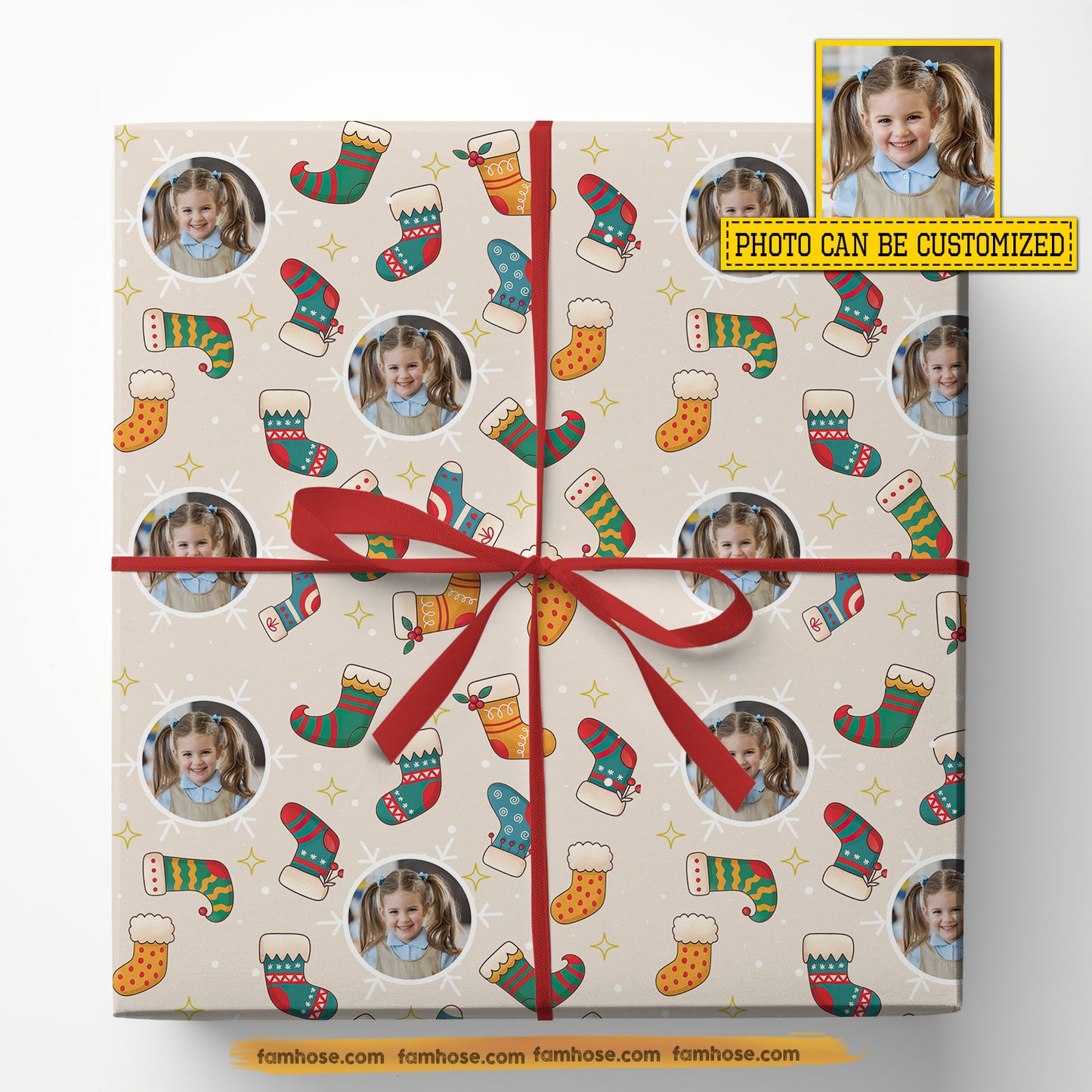 Personalized Christmas Wrapping Paper, Jolly Stockings Wrapping Paper Rolls Xmas Gift