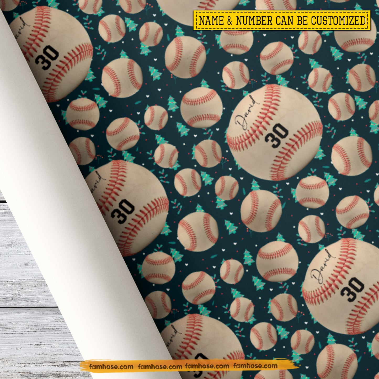 Personalized Christmas Baseball Wrapping Paper, Custom Sports Wrapping Paper Rolls, Gift Wrap For Baseball Lover