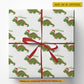 Cute Personalized Christmas Dinasour Wrapping Paper, Dinasour Wears Santa Hat Wrapping Paper Rolls, Xmas Gift Wrap Dinasour Lover