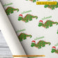 Cute Personalized Christmas Dinasour Wrapping Paper, Dinasour Wears Santa Hat Wrapping Paper Rolls, Xmas Gift Wrap Dinasour Lover