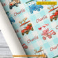 Personalized Christmas Golf Wrapping Paper, Golf Cart In Light Blue Gingham Background Wrapping Paper Rolls, Xmas Gift Wrap For Golf Lover