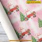 Personalized Christmas Wrapping Paper, Red Tractor In Pink Background Wrapping Paper Rolls Xmas Gift