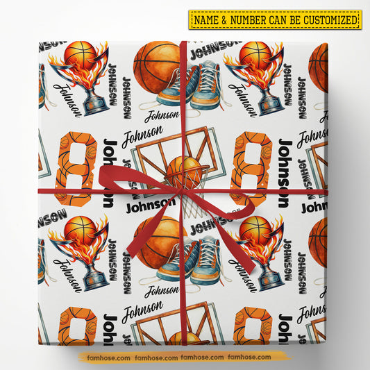 Personalized Basketball Wrapping Paper, High-Energy Basketball Wrapping Paper Rolls, Gift Wrap For Basketball Lover
