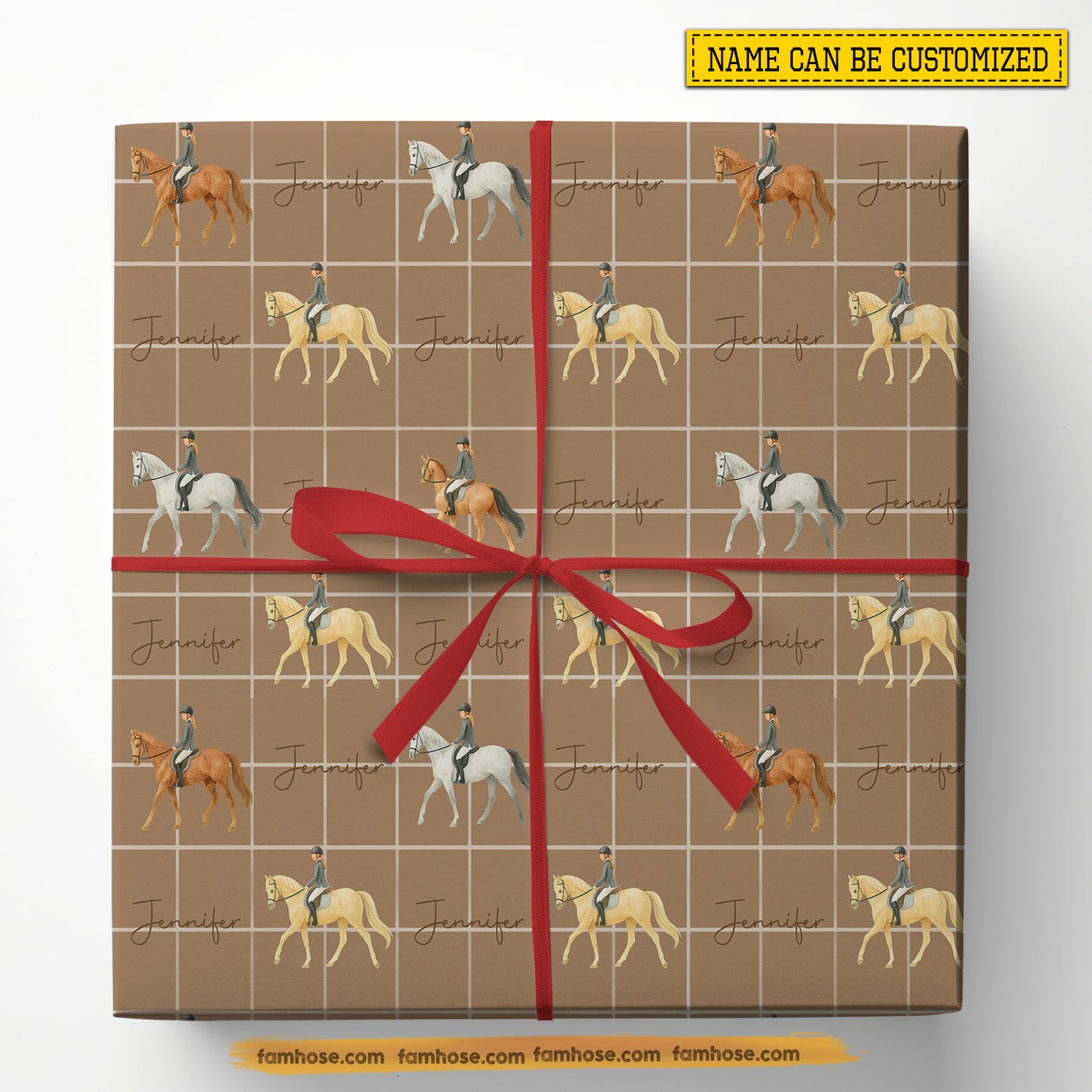 Personalized Horse Riding Wrapping Paper, Elegant Equestrian Wrapping Paper Rolls, Gift Wrap For Horse Girl