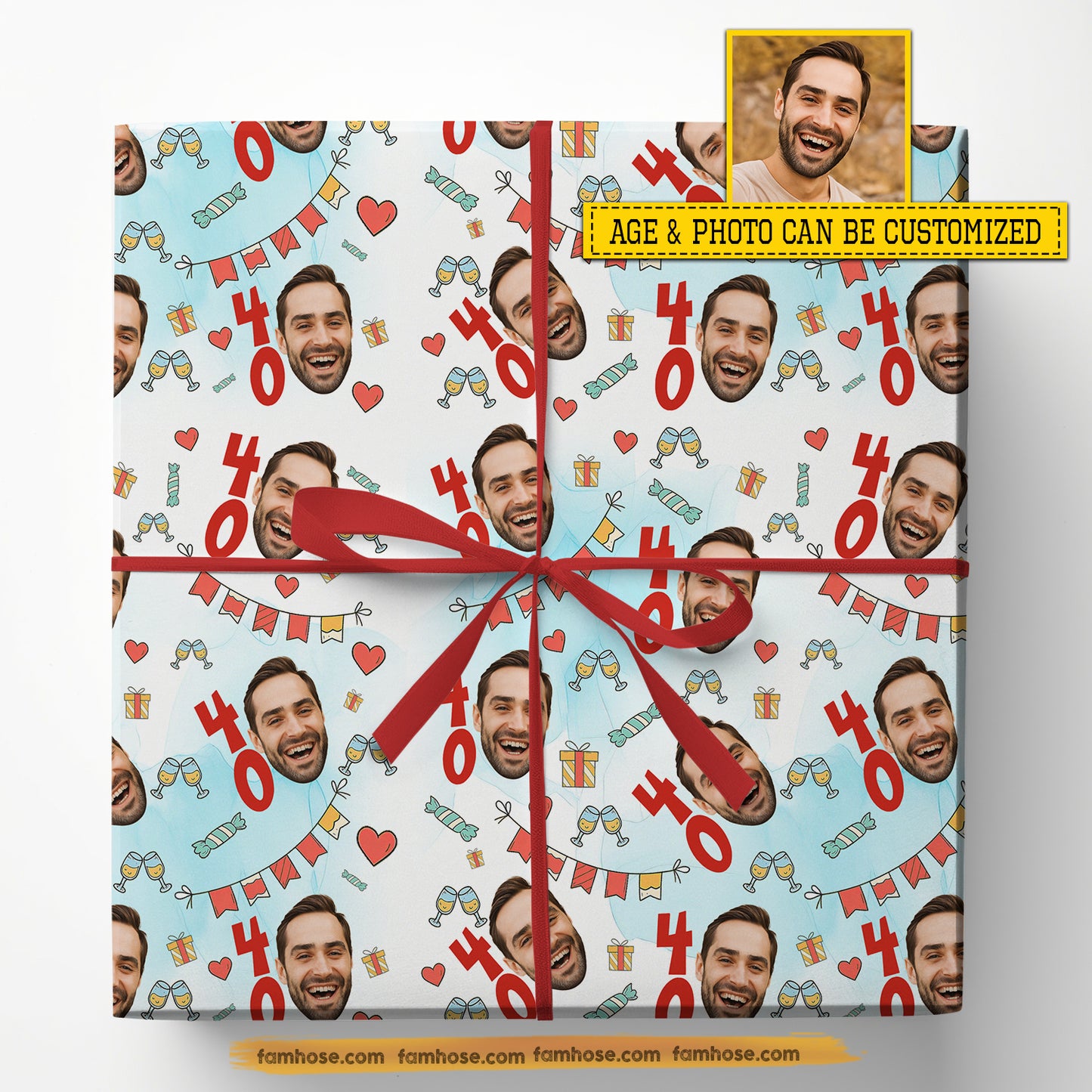 Personalized Birthday Wrapping Paper, Your Face On Birthday Wrapping Paper Rolls Birthday Gift