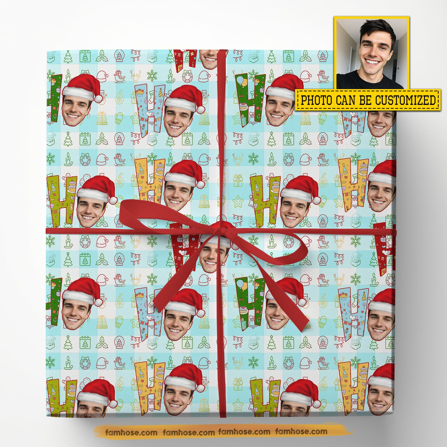 Personalized Christmas Wrapping Paper, Ho Ho Ho Wrapping Paper Rolls Xmas Gift