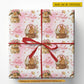 Cute Personalized Rabbit Flower Wrapping Paper, Charming Spring Bunny Wrapping Paper Rolls, Gift Wrap For Rabbit Lover
