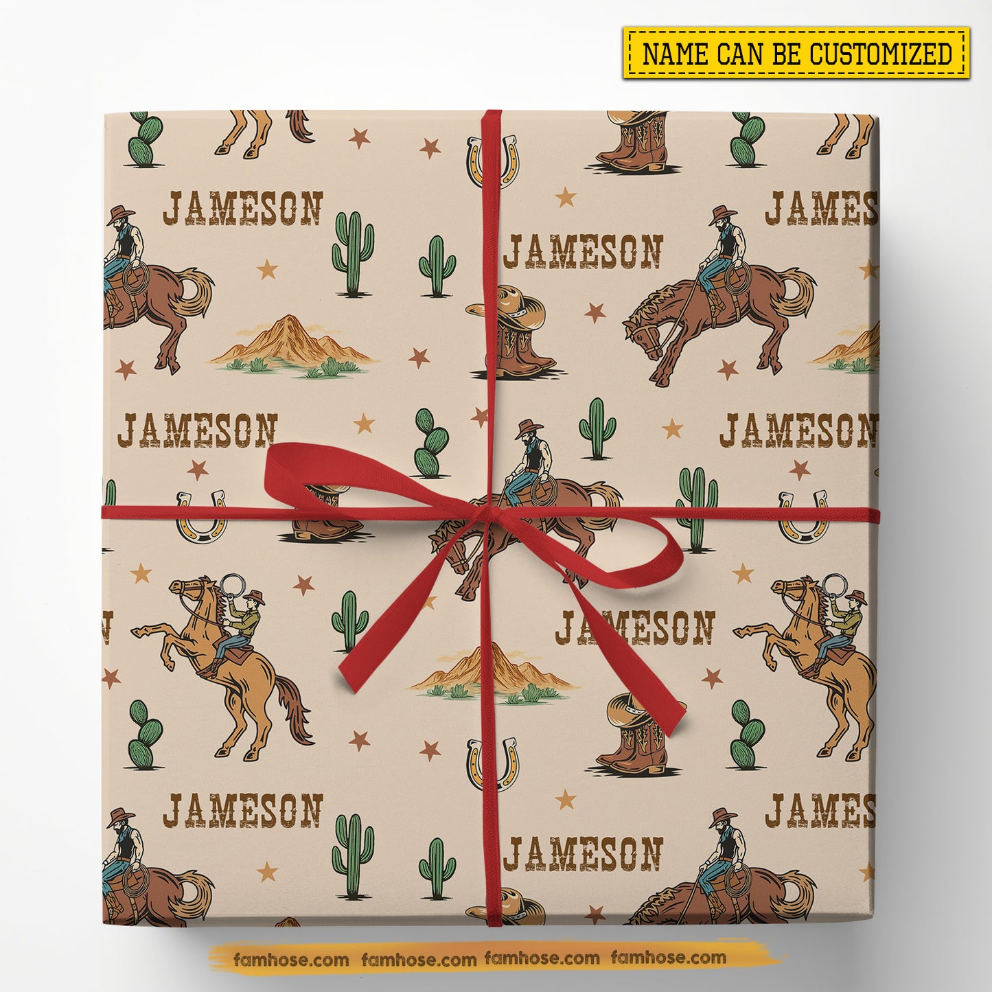 Personalized Cowboy Wrapping Paper, Wild West Cowboy Adventure Wrapping Paper Rolls, Gift Wrap For Cowboy