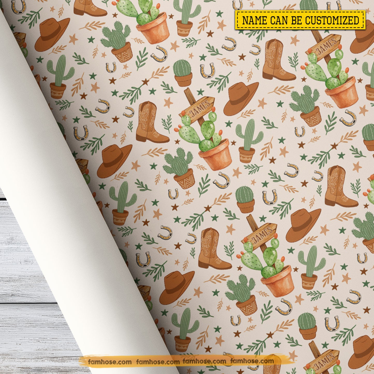 Personalized Rodeo Cowboy Wrapping Paper, Cactus Cowboy Rodeo Wrapping Paper Rolls, Gift Wrap For Cowboy, Rodeo Lover