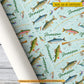 Personalized Fishing Wrapping Paper, Lures, Lines & Leaping Fish Wrapping Paper Rolls, Gift Wrap For Fishing Lover
