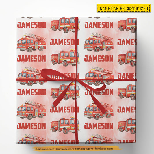 Personalized Firefighter Wrapping Paper, Fire Rescue Wrapping Paper Rolls, Gift Wrap For Firefighter Lover