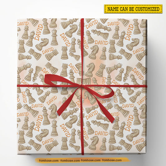 Personalized Chess Wrapping Paper, Chess Master Wrapping Paper Rolls, Gift Wrap For Chess Lover