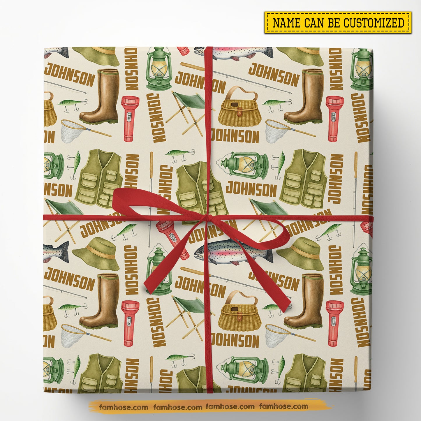 Personalized Fishing Wrapping Paper, Fishing Gear Wrapping Paper Rolls, Gift Wrap For Fishing Lover