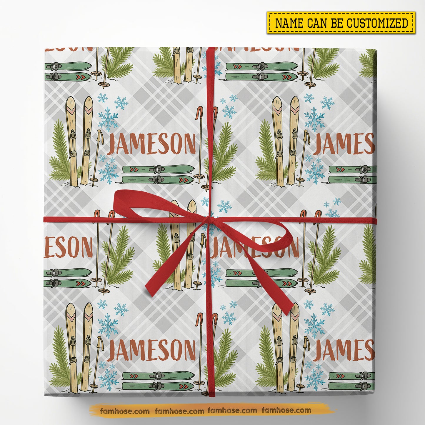 Personalized Skiing Wrapping Paper, Snowy Slopes Wrapping Paper Rolls, Gift Wrap For Skiing Lover