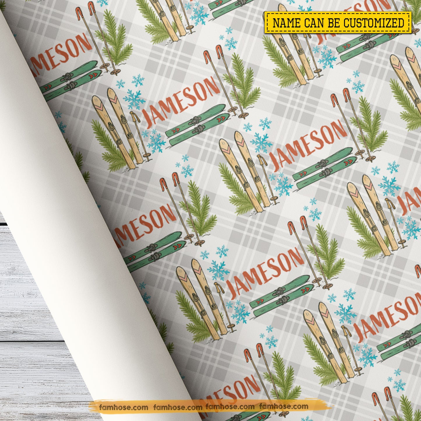 Personalized Skiing Wrapping Paper, Snowy Slopes Wrapping Paper Rolls, Gift Wrap For Skiing Lover