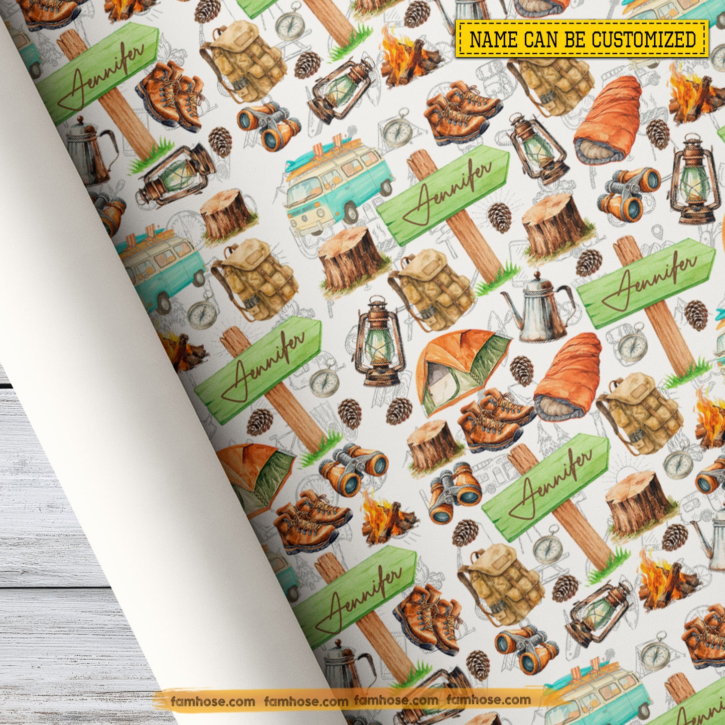 Personalized Camping Wrapping Paper, Wilderness Explorer Wrapping Paper Rolls, Gift Wrap For Camping Lover