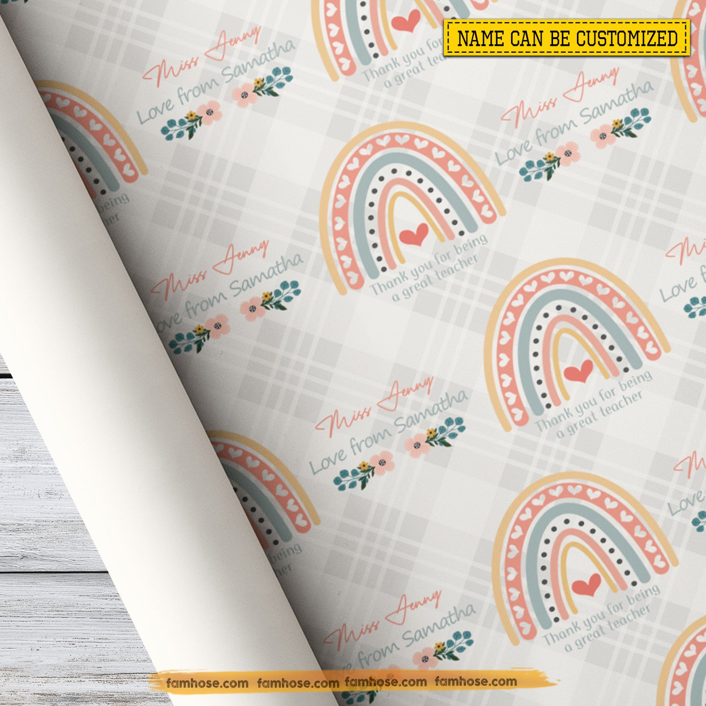 Personalized Thank You Wrapping Paper, Thank You For Being A Great Teacher Wrapping Paper Rolls, Gift Wrap For Teachers