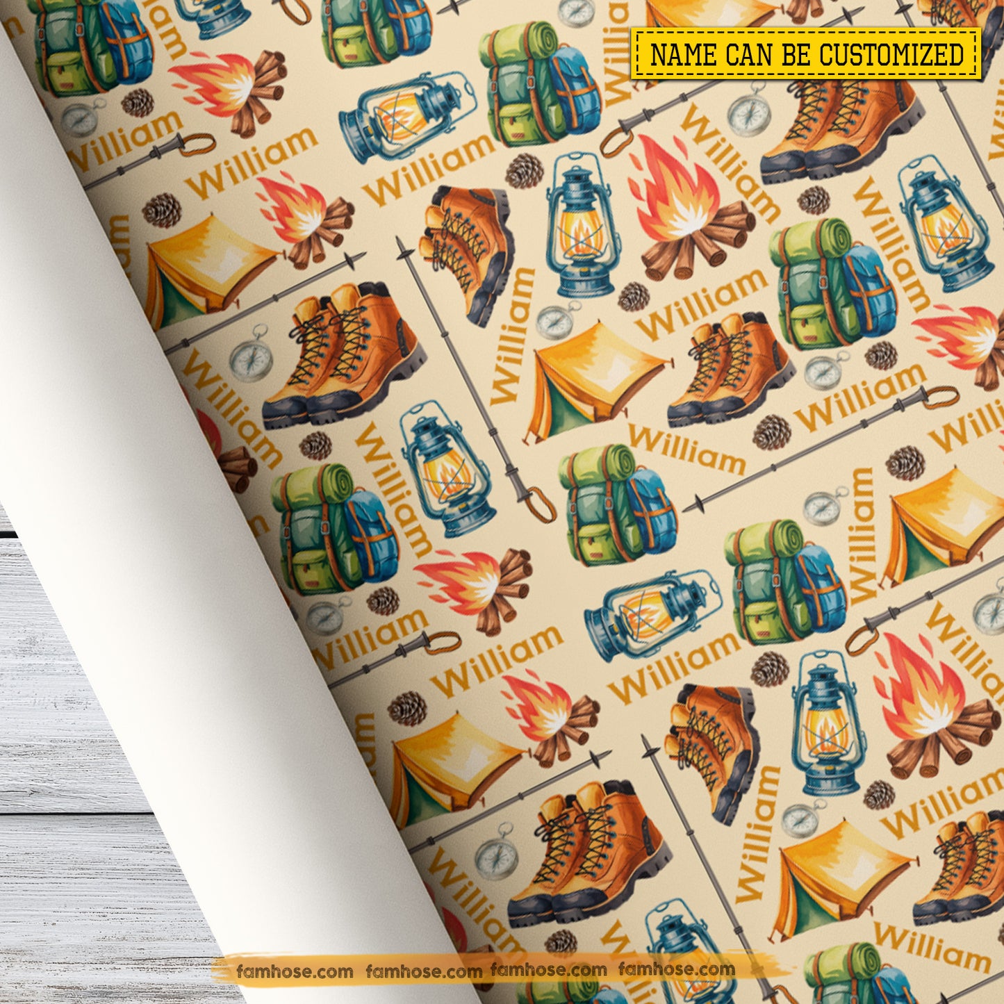 Personalized Hiking Wrapping Paper, Hiking Gear Wrapping Paper Rolls, Gift Wrap For Hiking Lover