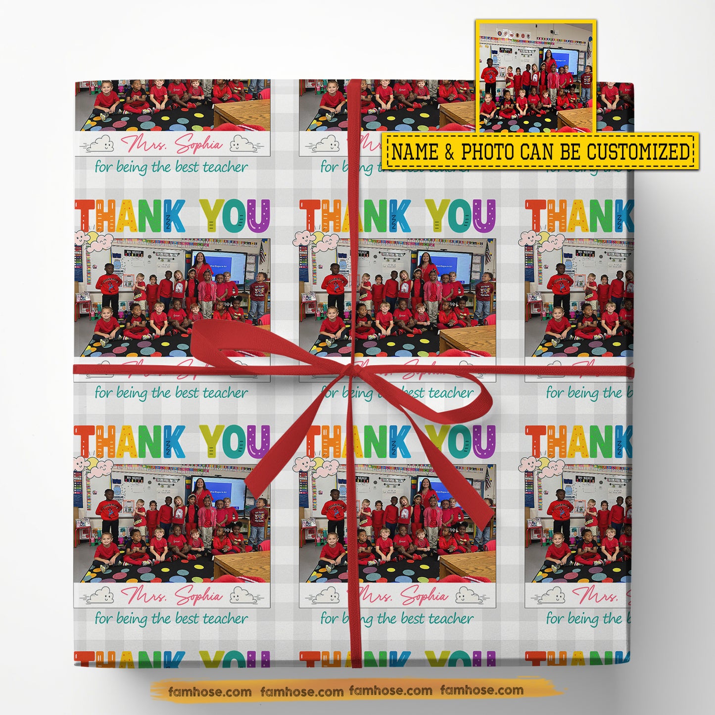 Personalized Thank You For Teacher Wrapping Paper, Thank You For Being The Best Teacher Wrapping Paper Rolls, Gift Wrap For Teacher