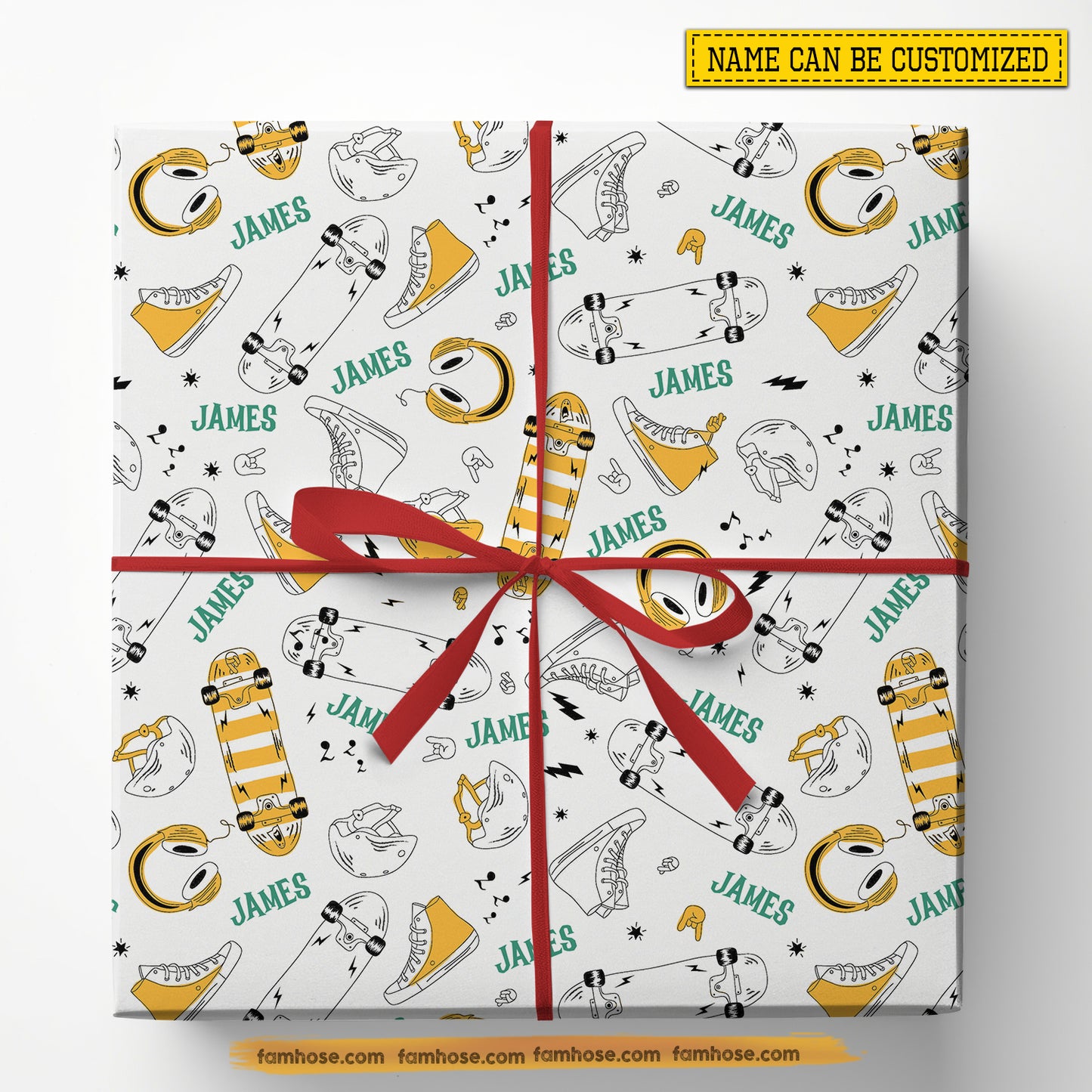 Personalized Skateboarding Wrapping Paper, Skateboard Vibes Wrapping Paper Rolls, Gift Wrap For Skateboarding Lover
