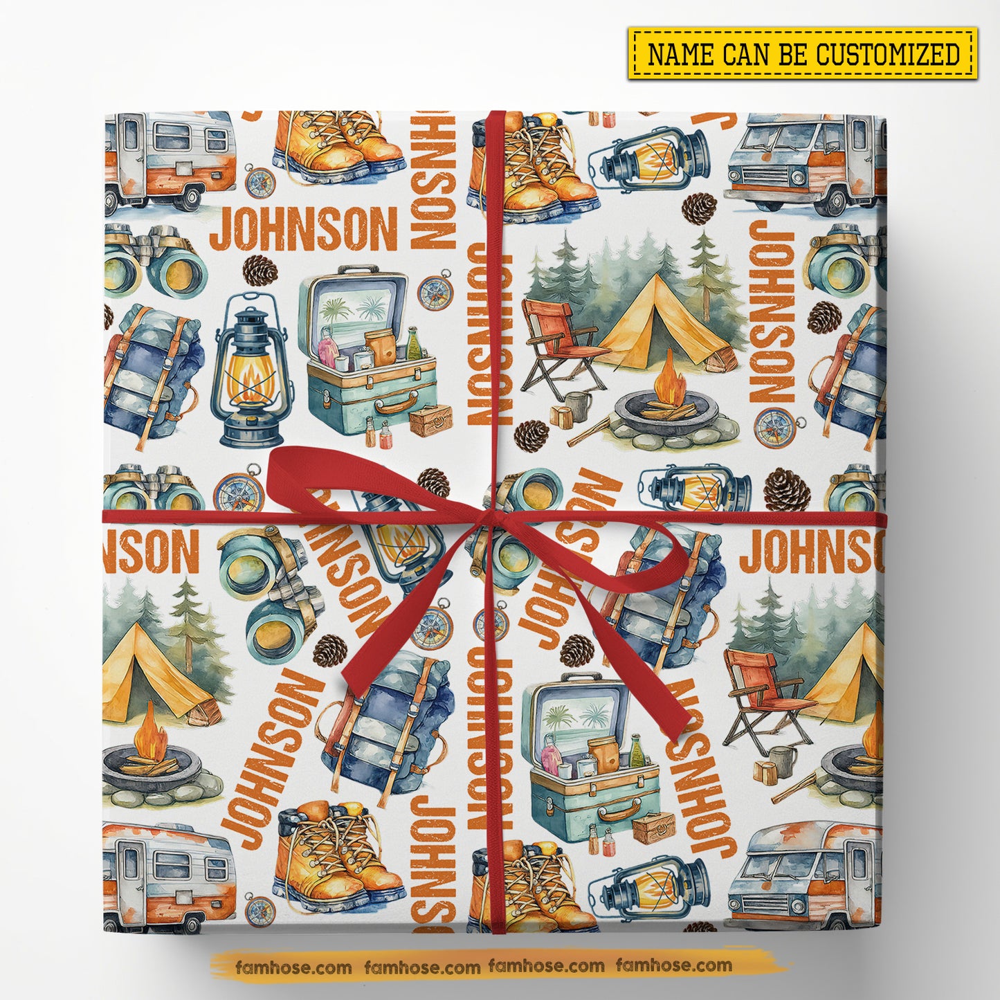 Personalized Camping Wrapping Paper, Outdoor Adventure Wrapping Paper Rolls, Gift Wrap For Camping Lover