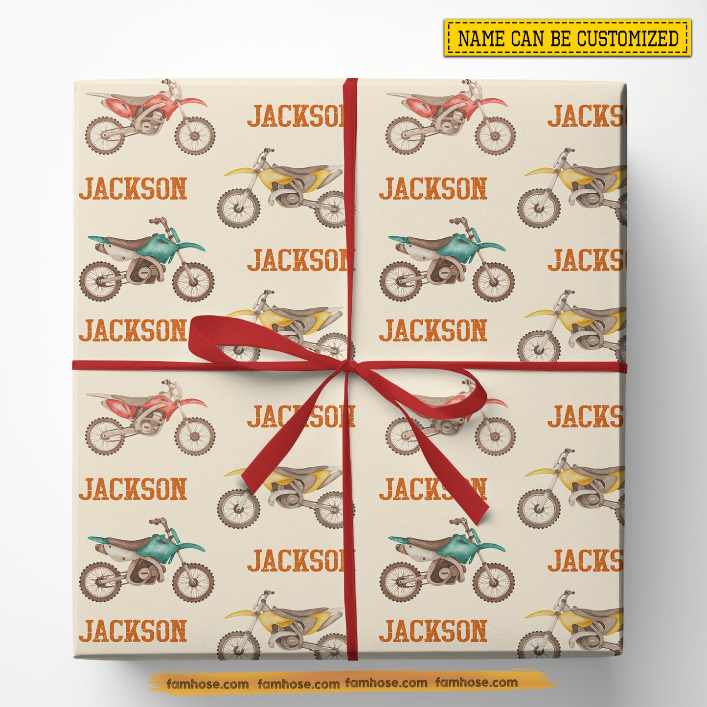 Personalized Dirt Bike Wrapping Paper, Dirt Bike Pastel Wrapping Paper Rolls, Gift Wrap For Dirt Bike Lover