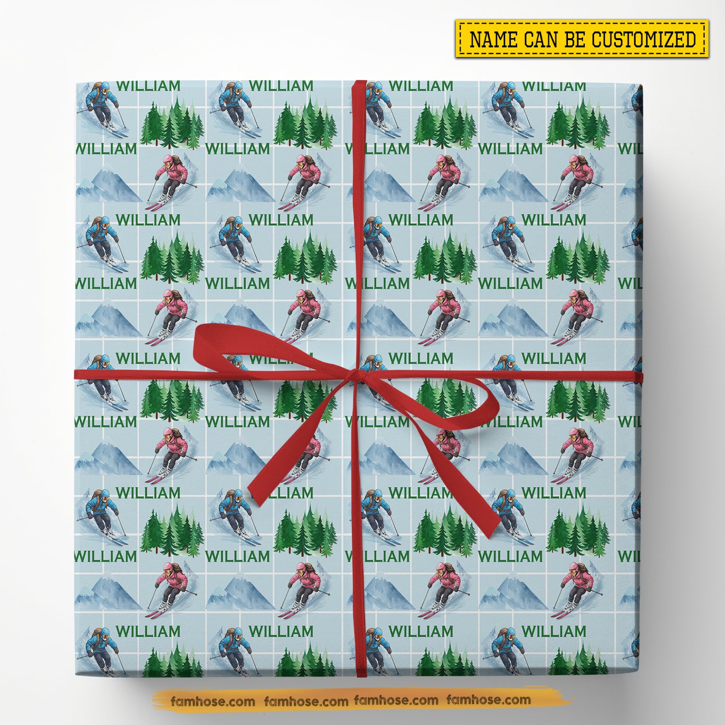 Personalized Skiing Wrapping Paper, Alpine Skiing Wrapping Paper Rolls, Gift Wrap For Skiing Lover