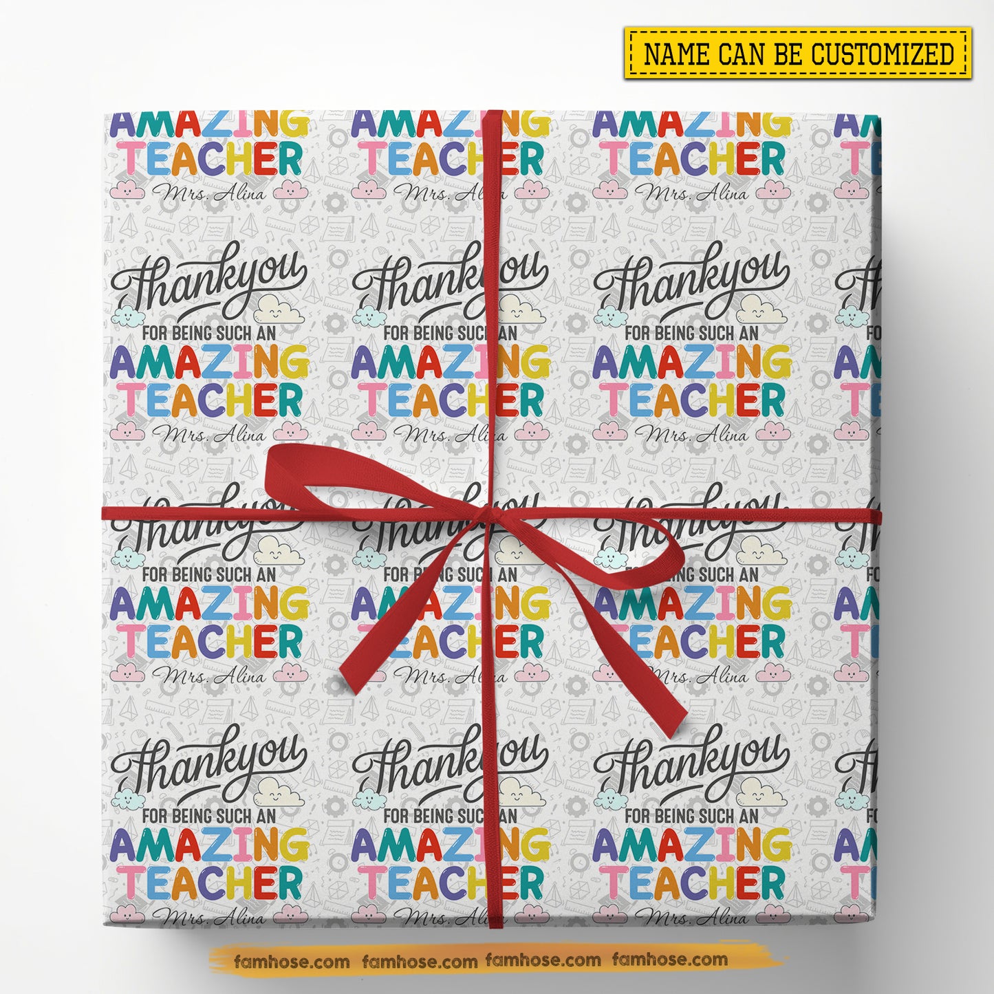 Personalized Thank You For Teacher Wrapping Paper, Thank You For Being Such An Amazing Teacher Wrapping Paper Rolls, Gift Wrap For Teacher