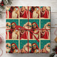 Funny Christmas Jesus & Santa Wrapping Paper, Retro Selfie With Sunglasses Holiday Wrapping Paper Rolls, Xmas Gift Wrap For Christians