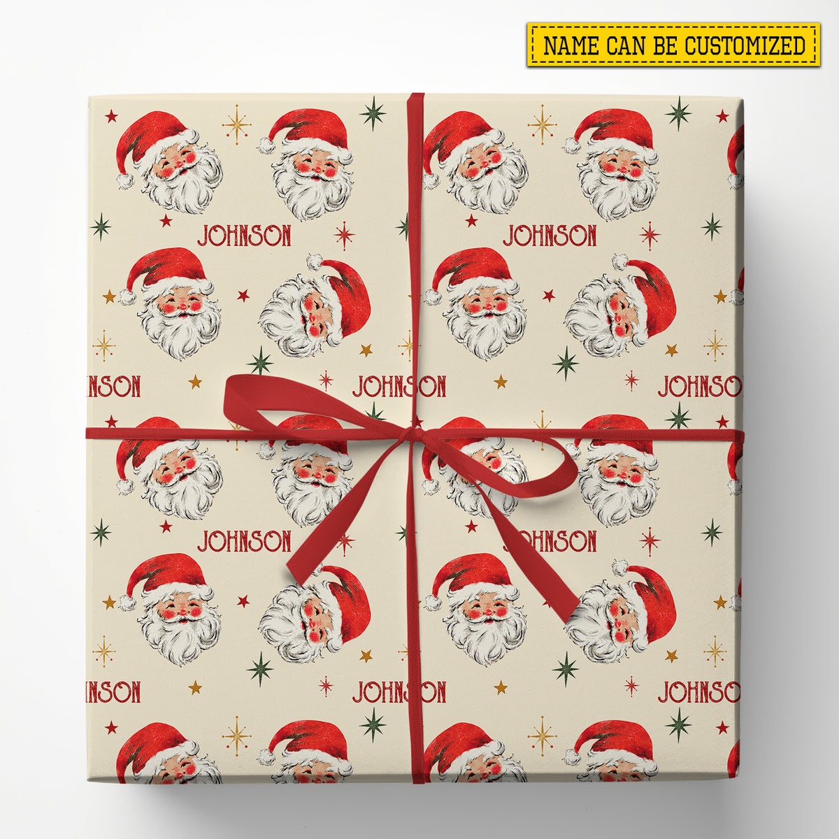 Vintage Personalized Christmas Santa Wrapping Paper, Santa Smiles Just For You Wrapping Paper Rolls, Xmas Gift Wrap