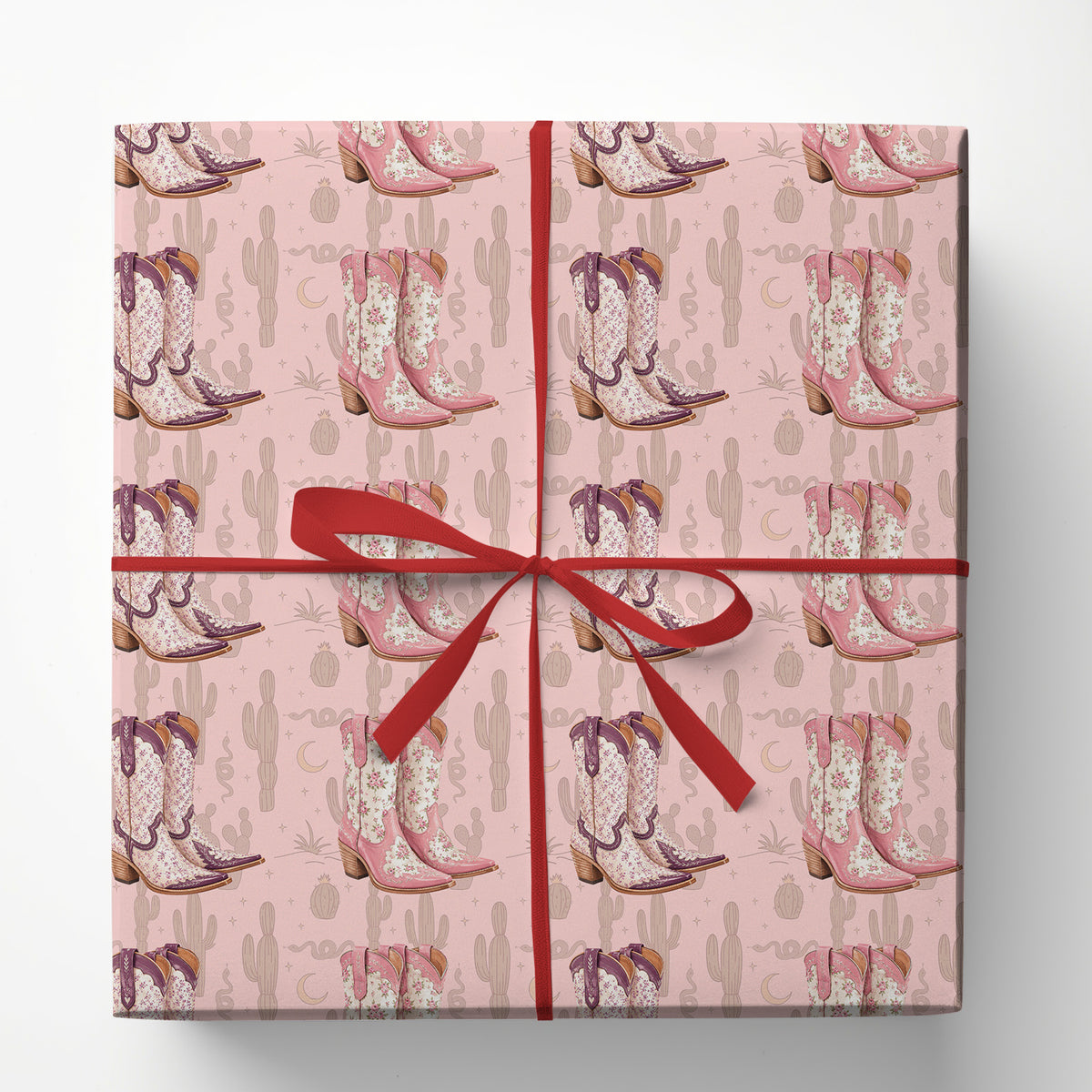 Cowgirl Boots Wrapping Paper, Pink Floral Western Wrapping Paper Rolls, Gift Wrap For Cowgirls