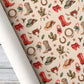 Vintage Christmas Cowboy Rodeo Wrapping Paper, Western Hats And Festive Cactus Wrapping Paper Rolls, Xmas Gift Wrap For Cowboys