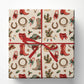 Vintage Christmas Cowboy Rodeo Wrapping Paper, Western Hats And Festive Cactus Wrapping Paper Rolls, Xmas Gift Wrap For Cowboys