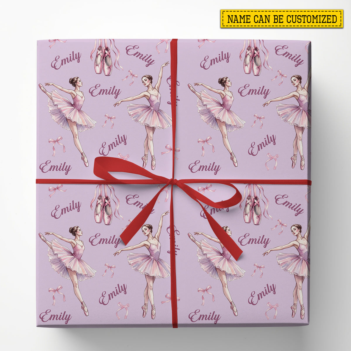 Personalized Ballerina Wrapping Paper, Pink Ballet Dancer And Pointe Shoes Wrapping Paper Rolls, Gift Wrap For Ballet Lover